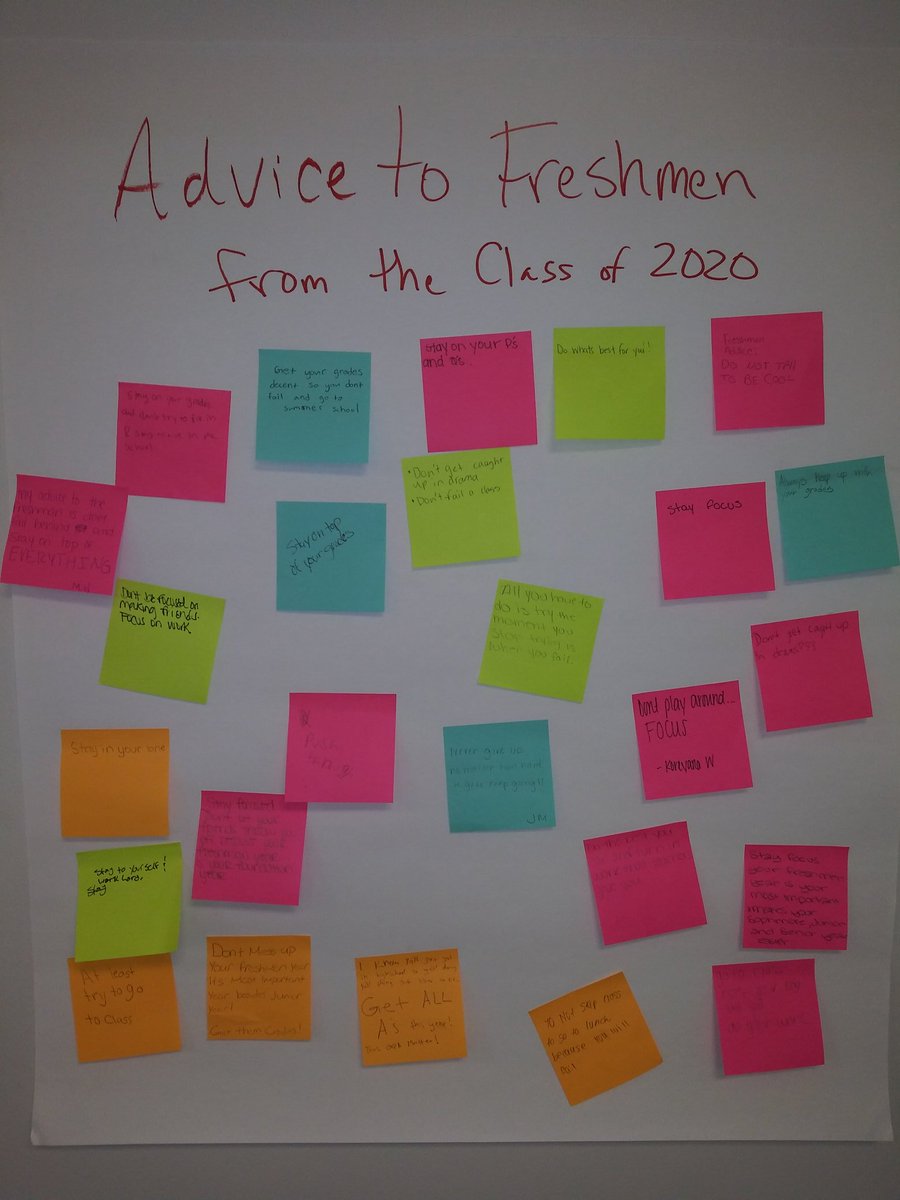 ShannonSteimel's tweet photo. My @EastHazelwood seniors came up with great advice for the freshmen on the first day of class! #hsdpride #hsdproud https://t.co/FsmMEccPT1