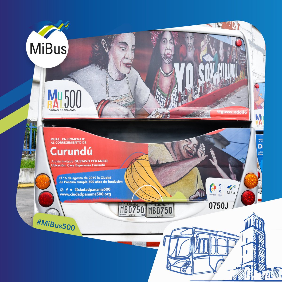 OficialMiBus's tweet photo. Recuerda que puedes apreciar los 26 murales creados en conmemoración  estos 500 años, en nuestro 26 buses que están recorriendo nuestra ciudad 🚌 
#MiBus #PANAMA500 https://t.co/NOIfuFVRIk