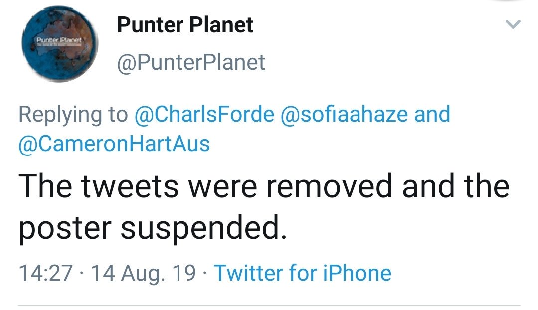 FCK__PP's tweet photo. - Punter Planet tweet, 14th August 2019.

#suspended #notbanned #hewillnotchange #youhavexcusedhimforyears #notgoodenoughAndy https://t.co/0nWPgurT9l