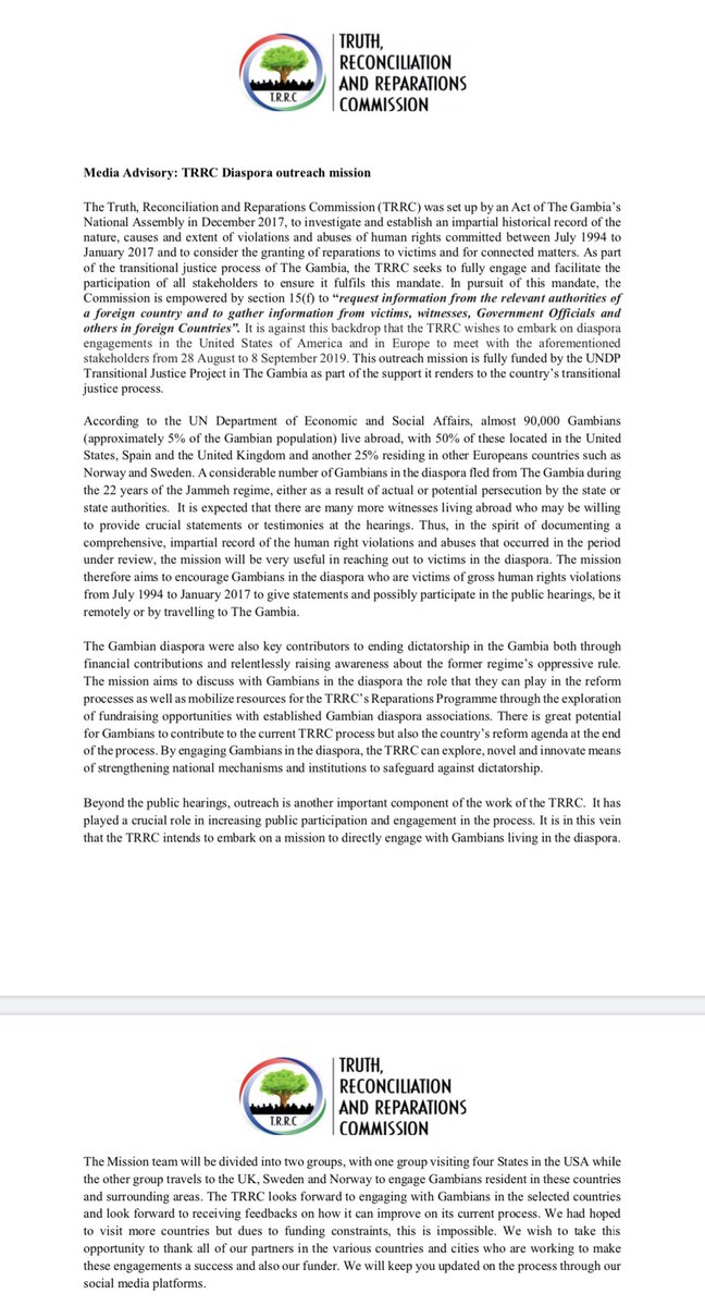 TRRC_Gambia's tweet photo. @DRLAMINDRAMMEH Hello Lamin. I hope the attached document answers your questions. https://t.co/utPCDFdWky