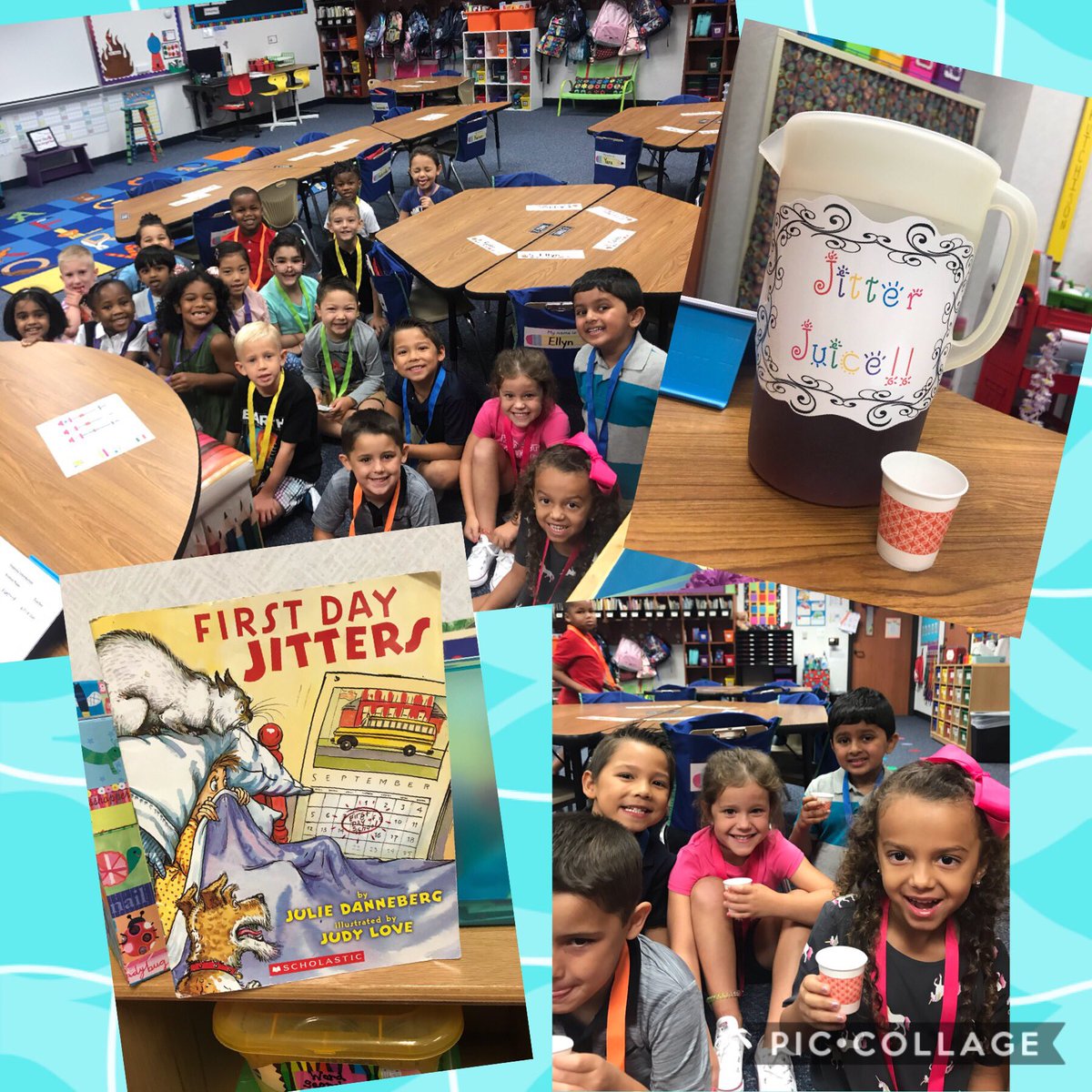 MsHKinderCrew's tweet photo. Our first day of Kindergarten was a success!! π Our favorite part was reading First Day Jitters and then washing all our jitters away with magical jitter juice!! πβ€οΈ #kinderfun #firstdaymemories @LindseyElem https://t.co/f9NCPOgcg1