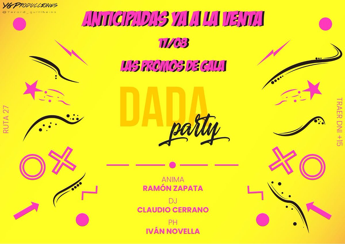 dada_party's tweet photo. VOLVEMOS CON VOS
DADA PARTY EN JOVITA
Por primera vez las promos de la región en NOCHE DE GALA🕴🍸

ANTICIPADAS EN VENTA 
🔖🔖🔖PEDI LA TUYA🔖🔖🔖
Promo 19 IPEAYM 221 SAN CARLOS
TRANSPORTE DE TODA LA ZONA ✈
ENCARGUEN SUS LUGARES CON TIEMPO🛵
ANOTÁ, 17/08
 TODO EL MUNDO A JOVITA https://t.co/ninefniAgC
