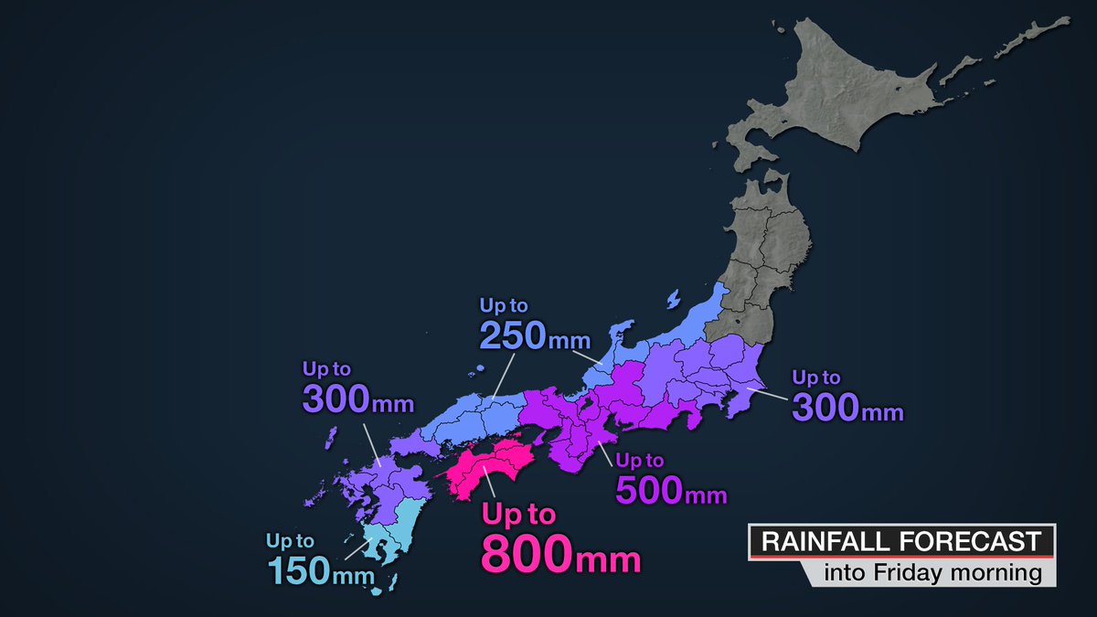 Nhk World News Severe Tropical Storm Krosa Is Expected To Make Landfall In Western Japan Rainfall For The 24 Hours Through Friday Morning Is Expected To Reach 800 Millimeters In