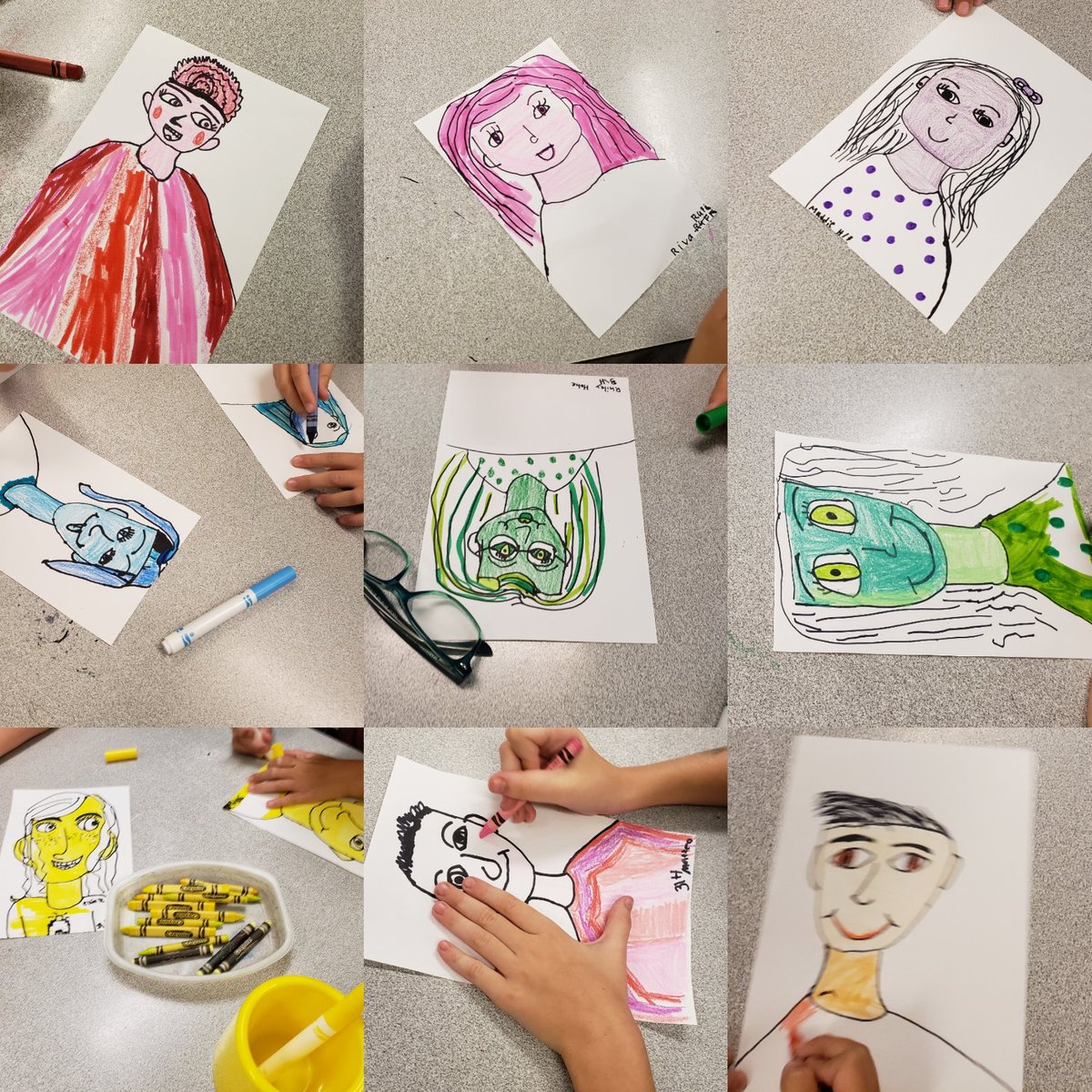 DionAllison's tweet photo. All students are creating monochromatic portraits for a collaborative mural this week in art! We learned all about color, portraits, elements and principles of art too. My kiddos were excited to finally CREATE after all the rules! #elementaryart #artteacherlife #create #kidsart https://t.co/WXqlGR3kRJ