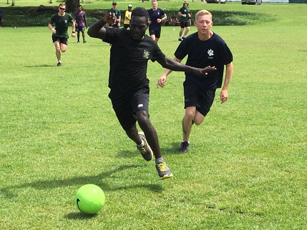 Exercise WANTOK WARRIOR. Soldiers from 🇵🇬 &amp; 🇦🇺 sister battalions (2RPIR and 3RAR) form mixed teams and duke it out as part of a Section soccer competition in Wewak. #PNGAusPartnership