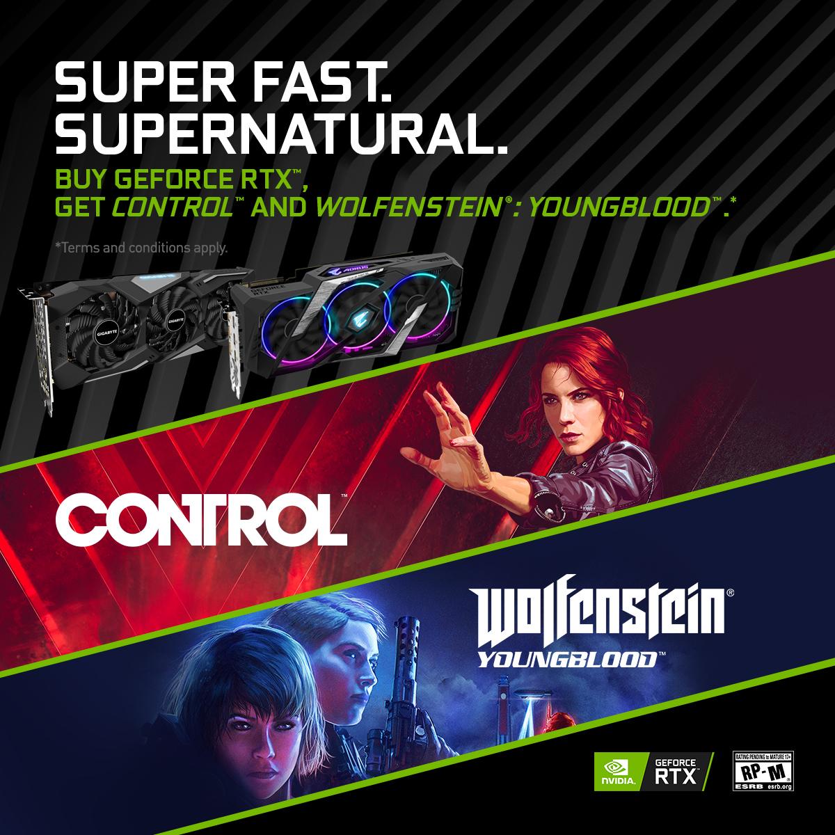 AorusOfficial's tweet photo. If you purchase a qualifying GIGABYTE/AORUS RTX graphics card, you can get both Wolfenstein: Youngblood &amp; Control for FREE!!
✌️@NVIDIAGeForce
.
See which cards qualify 👉  https://t.co/diZrpTkCSr
.
.
#aorus #nvidia #NVIDIAGeForce #GeForceRTX #GeForceRTXSuper #gamingpc #pcgaming https://t.co/G0qP567y5T