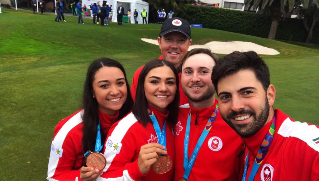 I just want to say how glad I am to be from #Canada. Winning #bronze at the @Lima2019Juegos #panamgames with @tmullallygolf ausin connelly, brigitte thibault and mary parson was #incredible. A few days later, been busy at @USGA #usamateur in #pinehurst 😉