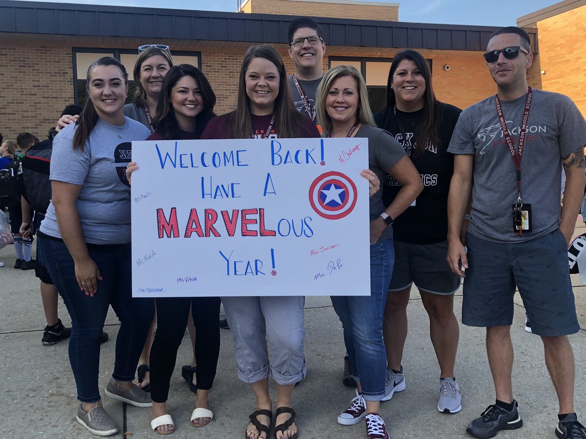 Had a great start to my first day with my amazing #teambuilding team!! So excited to welcome students back and get this year rolling 😎 #CaptainMeissnersMarvels #JAJaguarsROAR <a href="/D45Schools/">School District 45</a> <a href="/D45Jackson/">Jackson Middle School</a>
