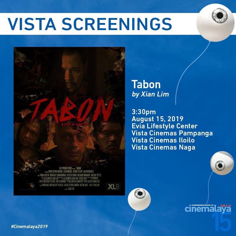 UnifiedKimXian's tweet photo. Catch #Tabon today at 3:30PM at the following theaters. #XianLim #Cinemalaya2019 https://t.co/6wAdHMtBJW