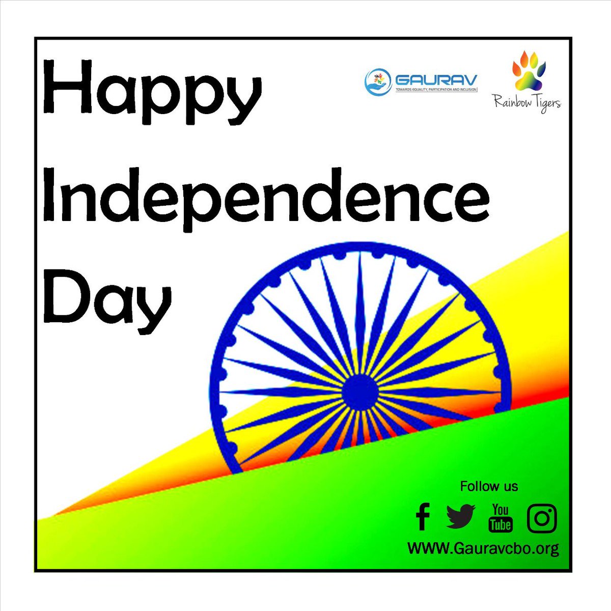 tigers_rainbow's tweet photo. We wish you Happy 73rd Independence Day🇮🇳
#RainbowTigers #GAURAVCBO #IndependenceDay #India #LGBT https://t.co/okAAxmA6Tn