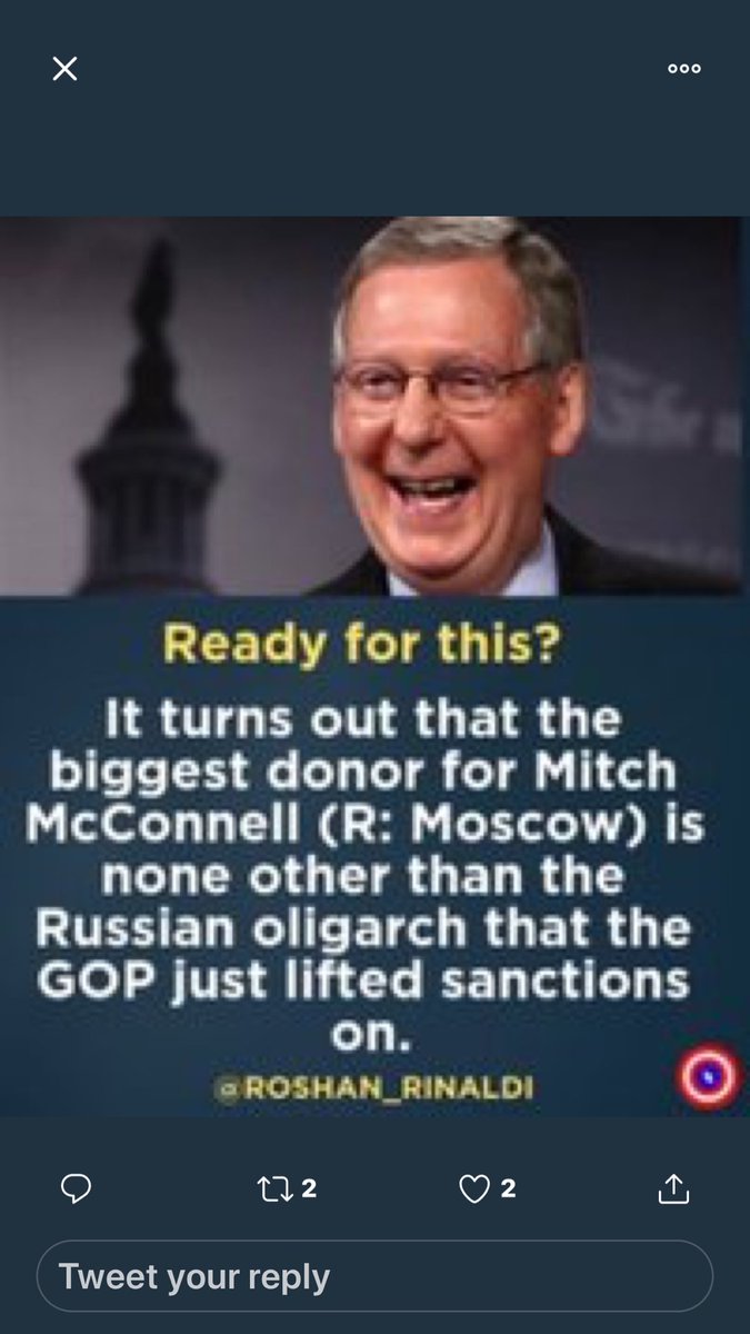 TapestryofPeace's tweet photo. -#LockMcConnellUp #MoscowMitch
@senatemajldr is handing over Kentucky to Russia. Disgusting. He lifted sanctions on the man that hacked our elections. #MoscowMassacreMitch https://t.co/cpnU2pIAgj
