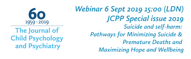 kempen_matthew's tweet photo. FREE live stream webinar for @acamh's @TheJCPP Special issue 2019 on #Suicide & #Selfharm.
Ground breaking evidence-based #research.
Quick registration - https://t.co/u0Ookl8Hb1
Full info https://t.co/yAOok8u3Zs
Pls share https://t.co/JNa4FFdPVw