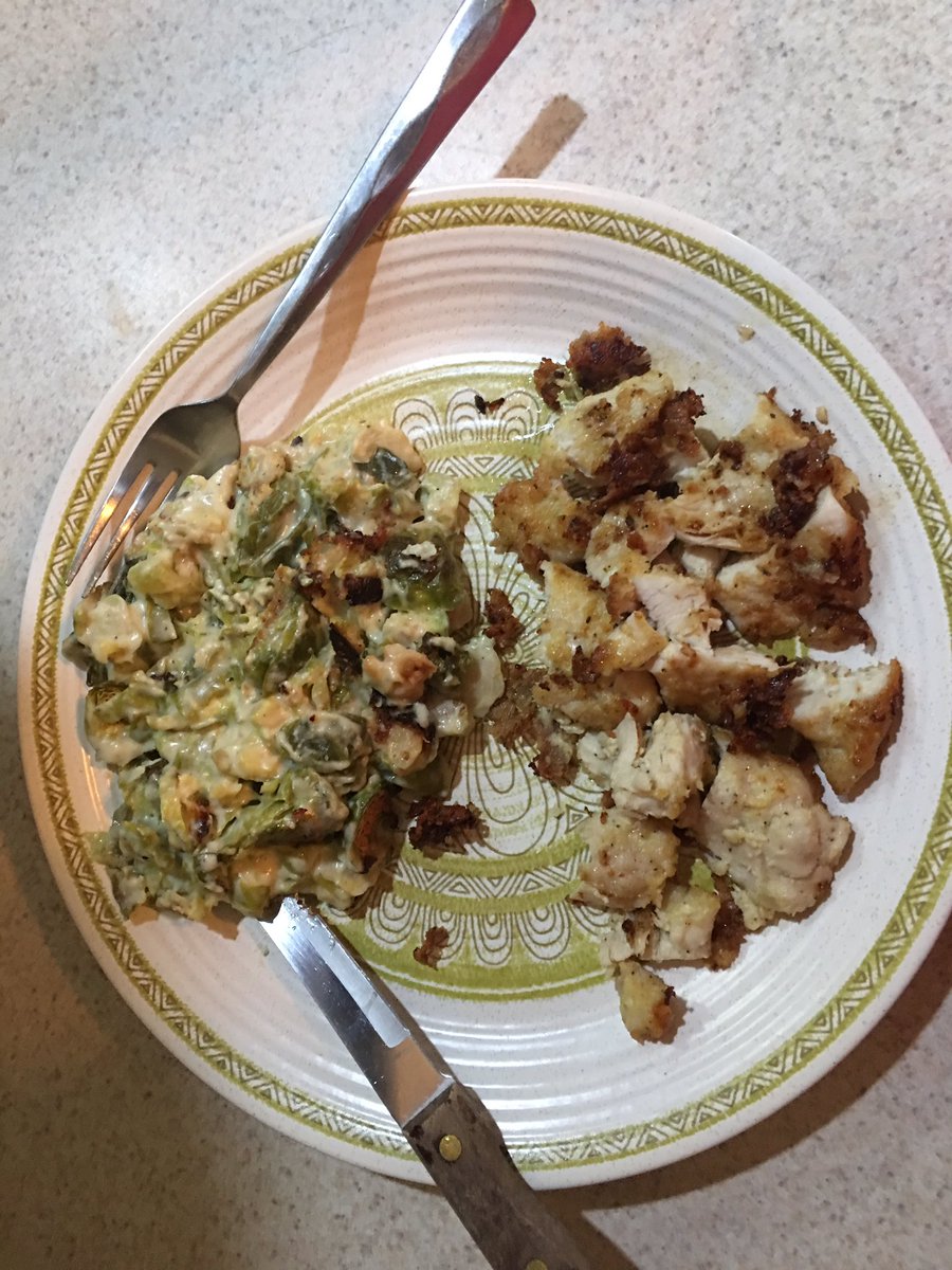 vai5248's tweet photo. Started Keto again! Need to stick with it! Daughter is getting married in less than 2 months! Great dinner Brussels sprout casserole &amp; parmesan chicken. Yummy! https://t.co/6UnzbCvE9n