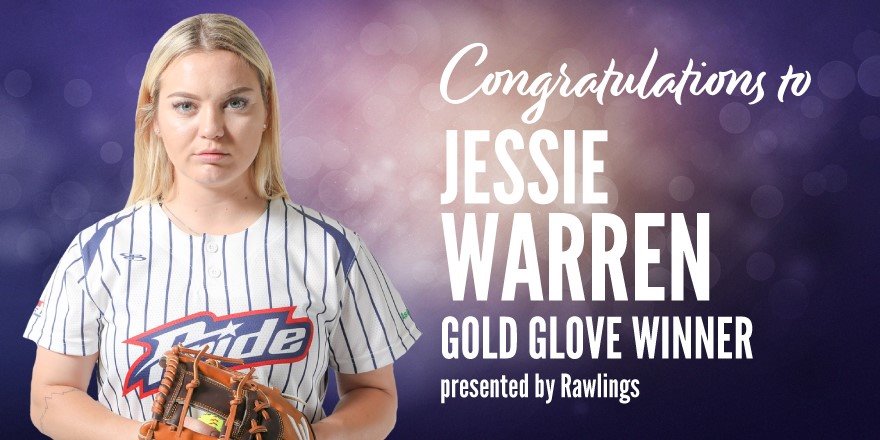 profastpitch's tweet photo. The 2019 Rawlings Gold Glove winner is Jessie Warren from the USSSA Pride. Warren has 35 Putouts, 66 Assists (3rd in NPF), 1 Error (.990 FPCT), and 4 Double Plays @jessiewarren30 @USSSAPride @FSU_Softball @Seminoles @RawlingsSB #SERIES19 #NPF2019 https://t.co/59ZMT5Ss1P