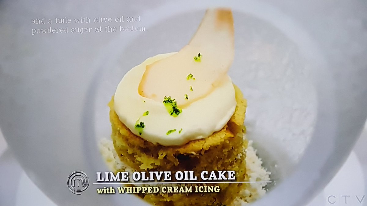 smtuesdaynights's tweet photo. Dorian was worried that her dishes have a southern cooking ugly duckling look but Grant Achatz was so impressed with her olive oil cake that he said that it looks like something he would serve at Alinea. #MasterChef #oliveoilcake #grantachatz #chefscompliments @ChefDsouthernb1 https://t.co/ktHtuHjohT