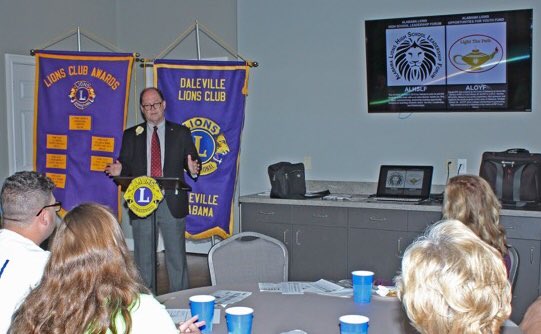 ALHSLF's tweet image. The program for the August meeting of the Daleville Lions Club was on ALHSLF.org. Alyssa Straw talked about the group skits at the Forum. Jose Deras talked about the friends he made in his group. Rodney Hunter shared about the great speakers at the Forum.
