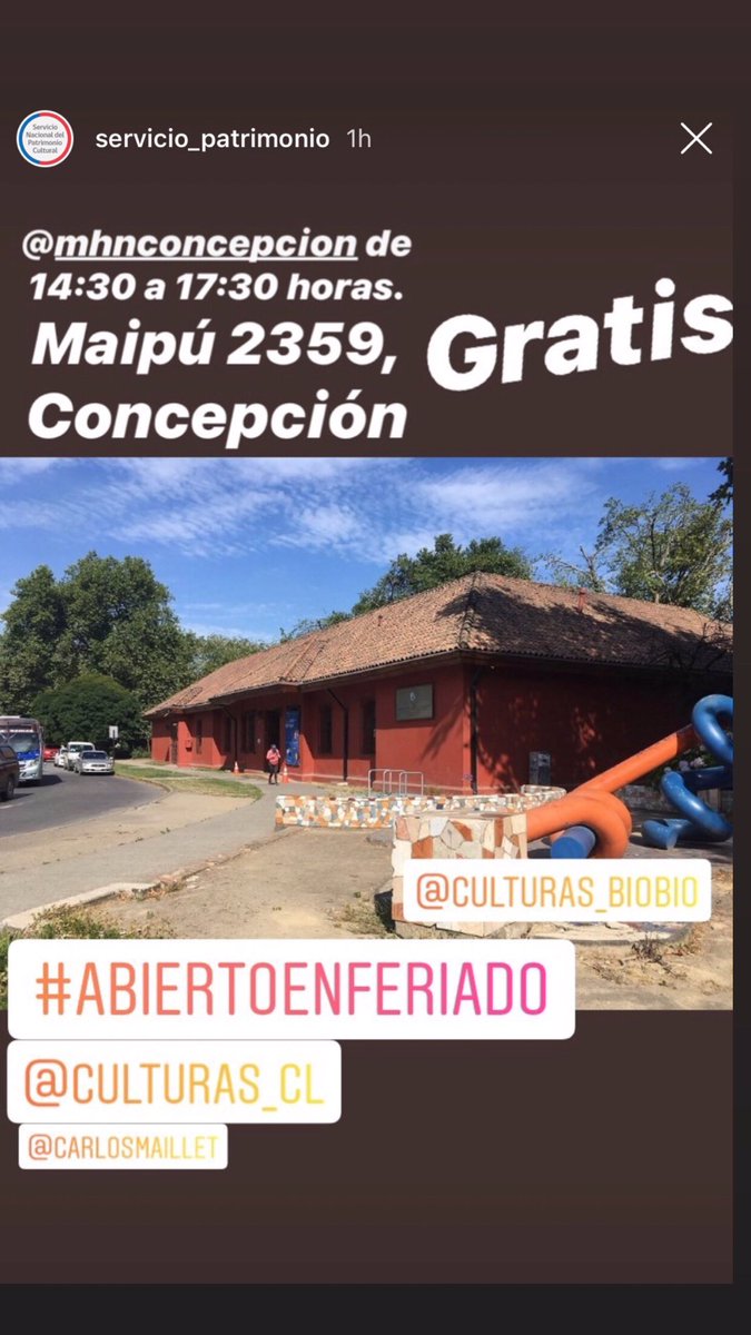 PauliGarciaCL's tweet photo. Panoramas Patrimoniales #AbiertoEnFeriado! 

via @patrimonio_cl en #BioBio.

@MHNConcepcion: abierto de 14:30 a 17:30 en Maipú 2359, GRATIS.

#MuseoMapuche de Cañete: abierto de 13:00 a 17:30 en Camino a Contulmo S/N, GRATIS.

#VamosBioBio por ➕#Patrimonio

#BioBioEnMarcha https://t.co/imuiz5K0uC