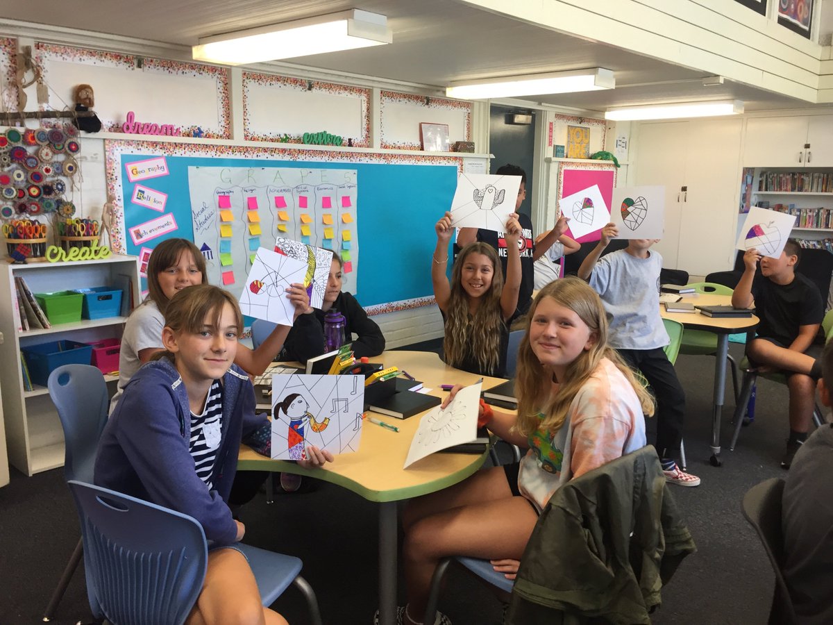AmybSylvester's tweet photo. Let the learning and fun begin! 6th grade rotations with @Mominee_Sean and Ms. Hernandez @GHElementary. Art rotations inspired by @brittopopart Thanks Romero Britto for the inspiration! https://t.co/CQj9xuFldI