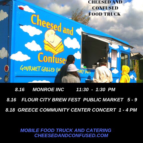 CheesedConfused's tweet image. Join us #cheesedandconfused #grilledcheese #foodtruck @rocbft !