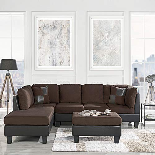 Casa Andrea Modern 3-Piece Microfiber and Faux Leather Sofa and Ottoman Set, 102″ W (Brown) dlvr.it/RBFrRd