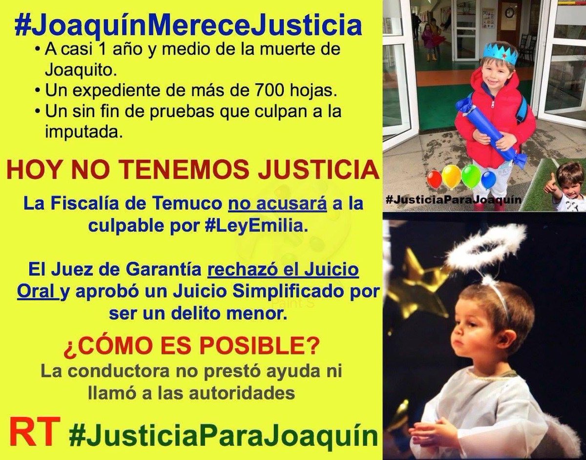 danielahagedorn's tweet photo. Nada vale más que la VIDA de un Niño, súmate a Ley Emilia #JusticiaParaJoaquín y luchemos para lograr una condena ejemplificadora,,,porfa RT, hoy se cumple #1AñoSinJoaquín @mariseka @mvacarezza @cata_edwards https://t.co/A2qr0FmyEf