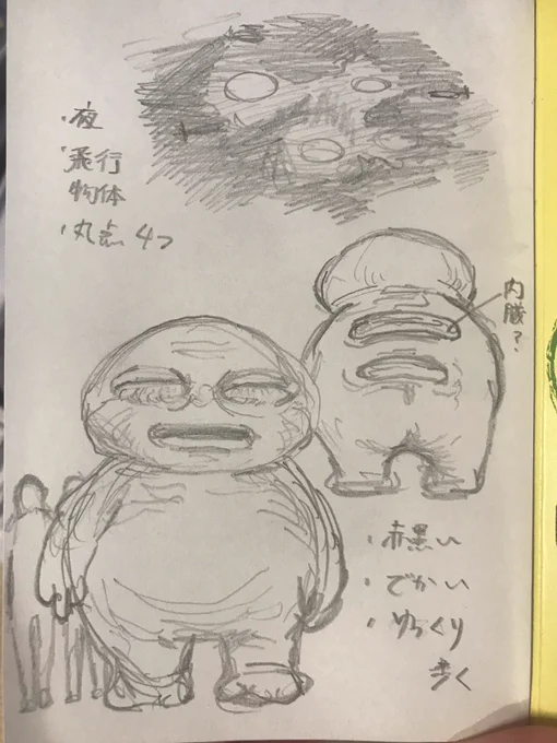 夢に出てきた生物を書き留めている落書き帳 