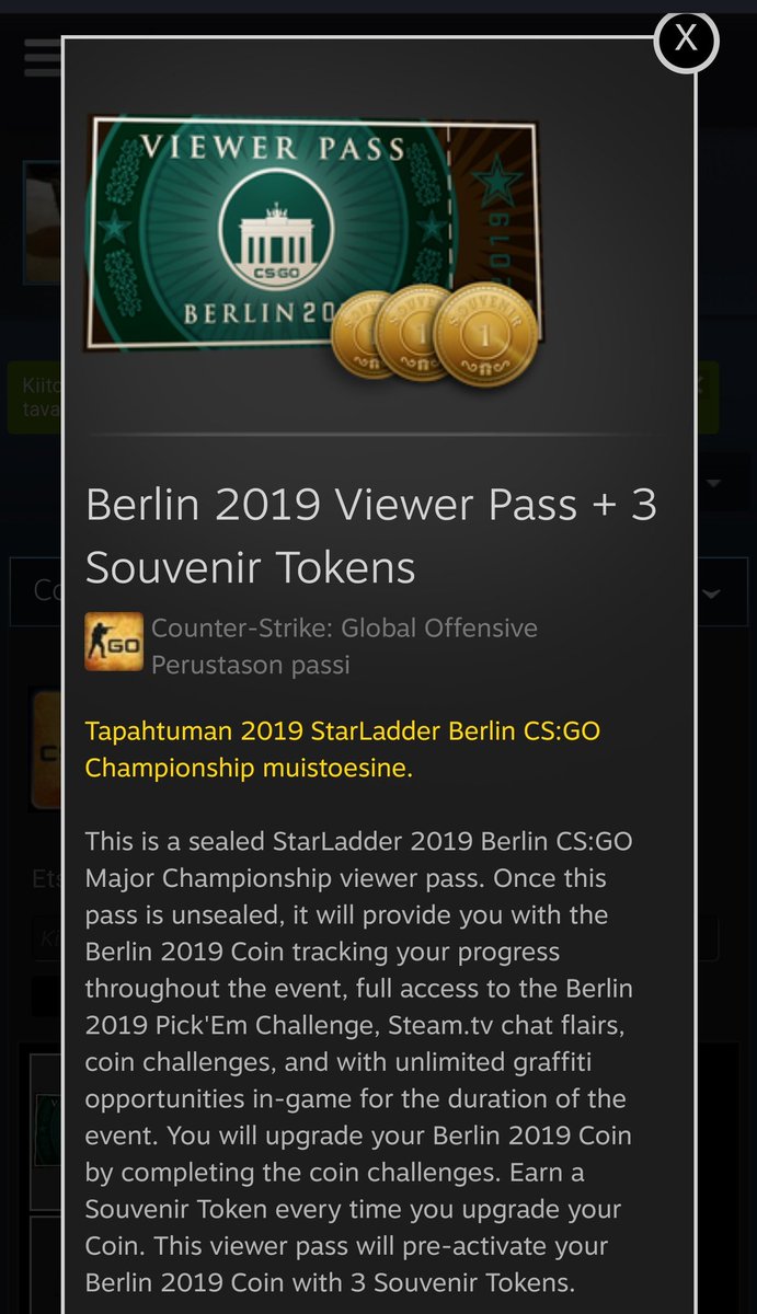 t0mbbaa's tweet image. Ensi viikolla alkavan CS:GO Major-turnauksen kunniaksi pientä giveawayta!

☑️: Seuraa
☑️: Seuraa instagram.com/t0mbbaa
☑️: RT
☑️: Tägää kaveri

🏆: Ingame Viewer pass Berlin + 3 tokenia

Kisa päättyy päivää ennen majoreita eli 22.08.2019!
#EZ4TOMI