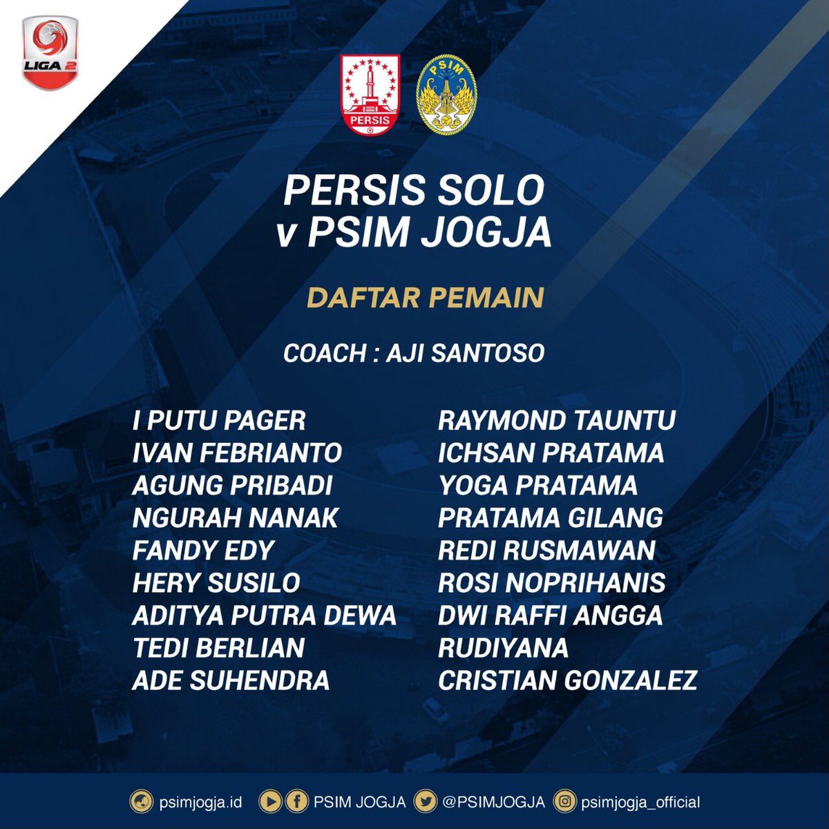 Daftar pemain PSIM yang dibawa ke Madiun 🔵⚪️

#LaskarMataram #AYDK #SpiritOf1929