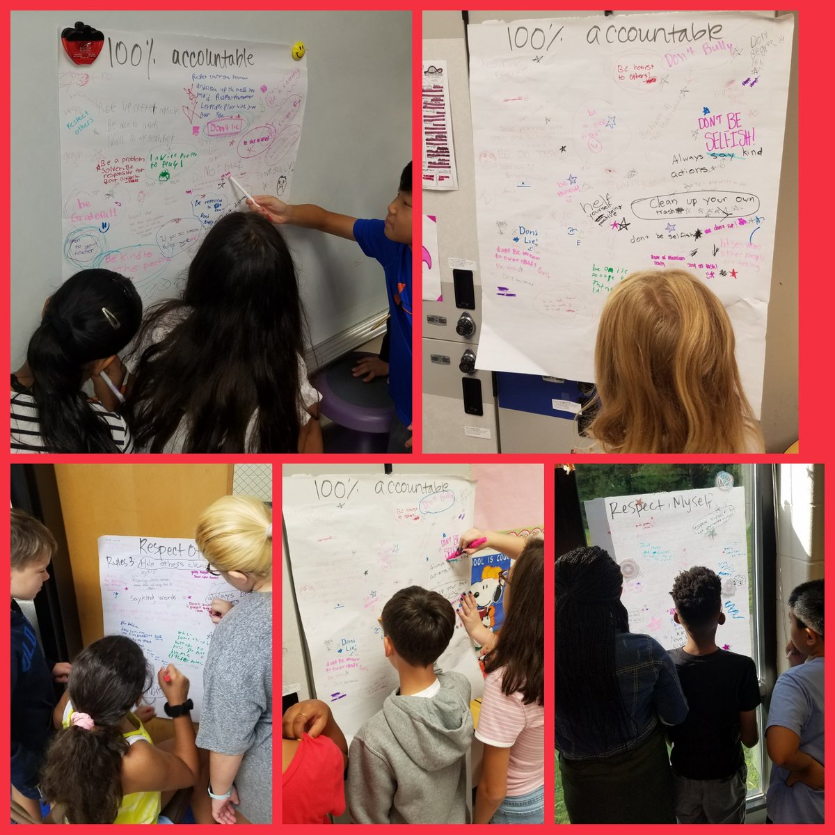 prattastic5's tweet photo. The Big 3! What do they look like to you in 5th grade?? Gallery walk to share and collaborate + behaviors. #respectmyself #respectothers #100percentaccountable #DolvIncredible #greatestschool https://t.co/xoayTgzACW