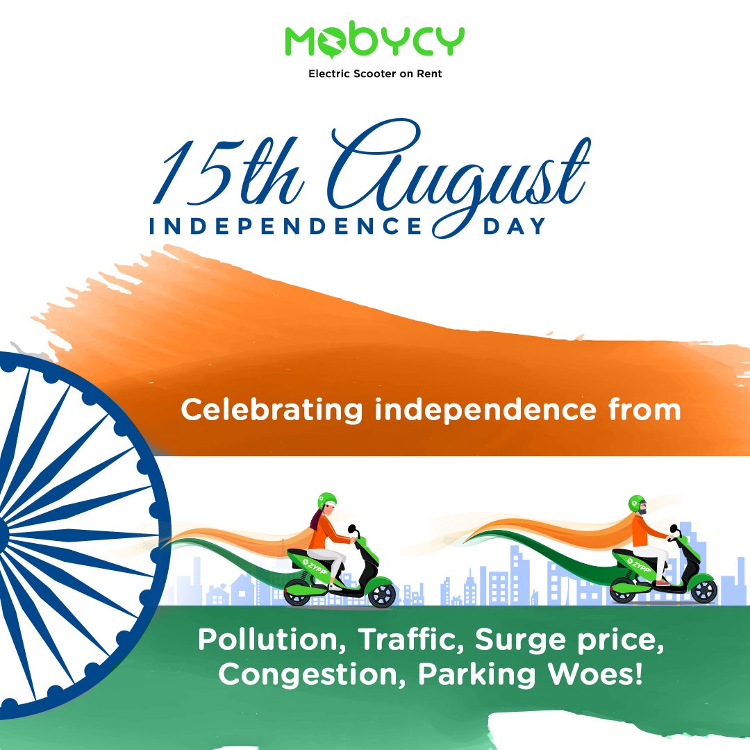 ZyppElectric's tweet photo. #IndependenceDayIndia It's a day we all remember as a great sacrifice for a bright future and it's our duty to make it better every day. With patriotic spirit, team #mobycy wish every Indian, glorious #IndependenceDay2019 🇮🇳 https://t.co/SrXTR4Oa3B