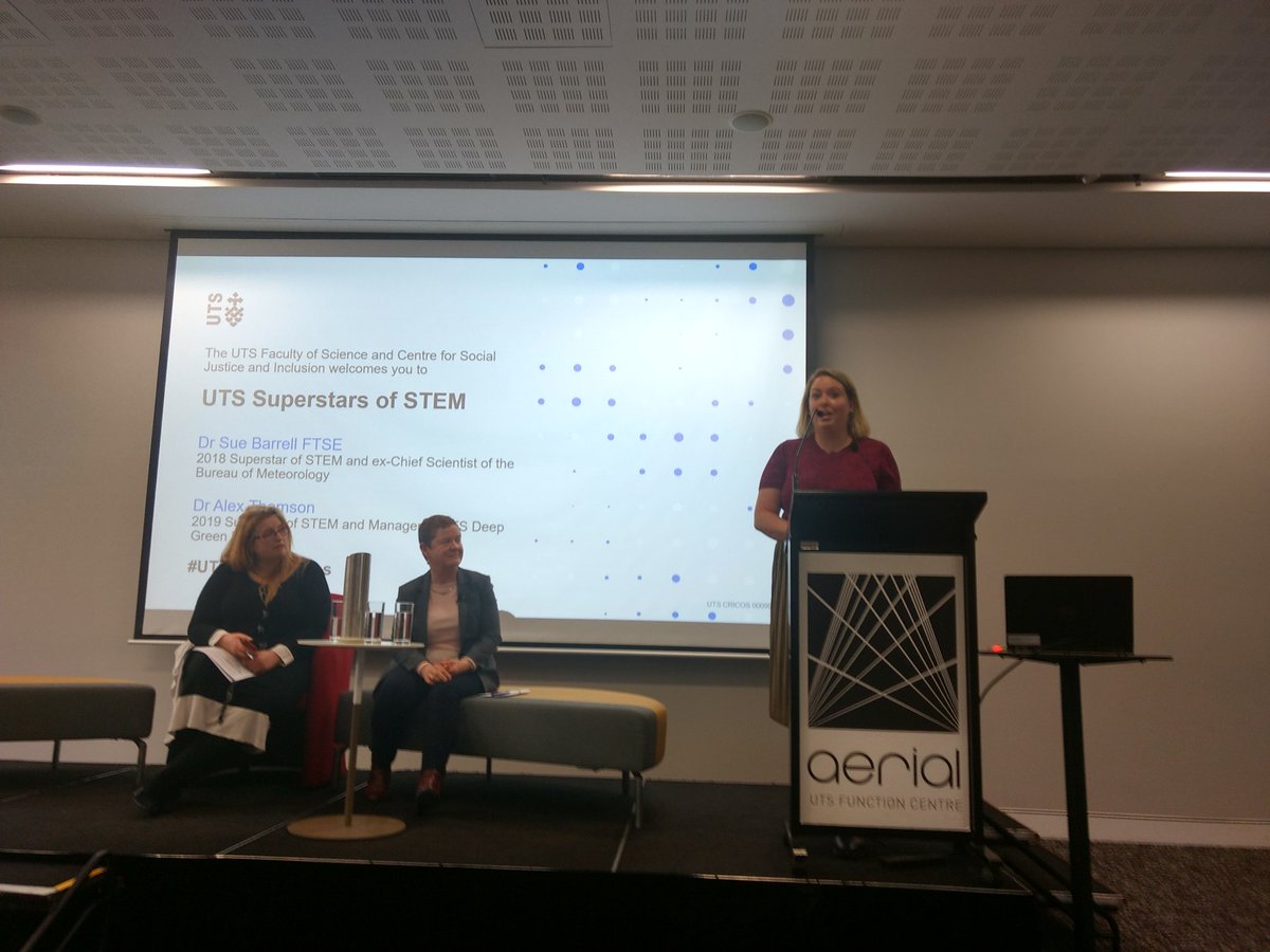 chuckcranfield's tweet photo. Listening to our 2019 Superstar of STEM Dr Alex Thomson @deepgreenhub who is also a climate hero. Champion. #UTSEqualFutures https://t.co/TBQh684S6O