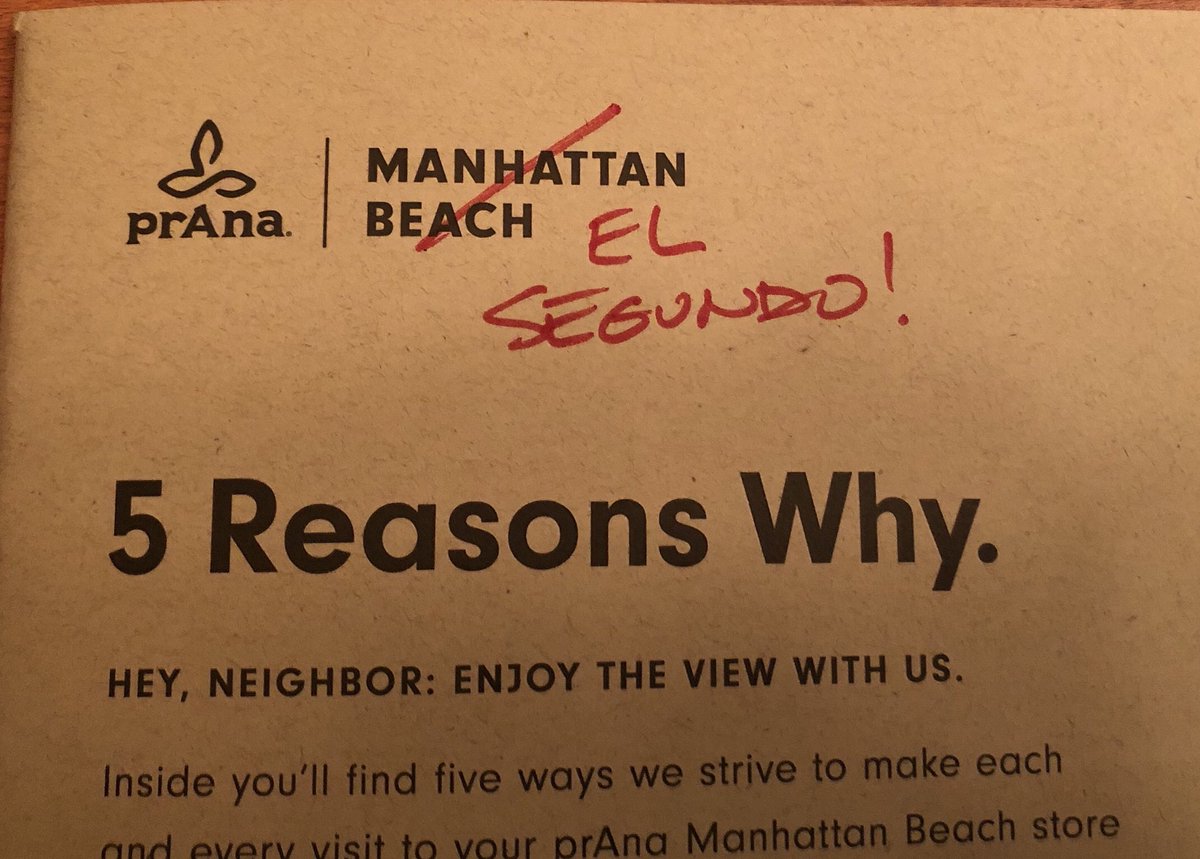 jayhoeschler's tweet photo. Hey @prAna. Love your clothing and your store, but would appreciate a little local respect when you advertise your “manhattan beach” location. Your store is in El Segundo at a very respectable retail development @thepoint_sb. If you’re gonna be here, be here. #notmanhattanbeach https://t.co/Xa7aAdN7Wy