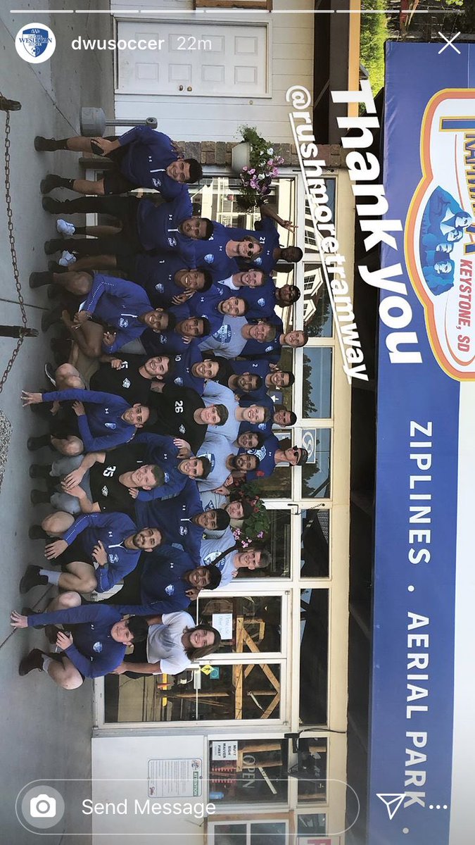 DWUMensSoccer's tweet photo. Thank you, @kashmonayyyye3 for allowing us to train on this awesome field! Thank you, @RushmoreTramway for the great experience! https://t.co/ygaypfZShv