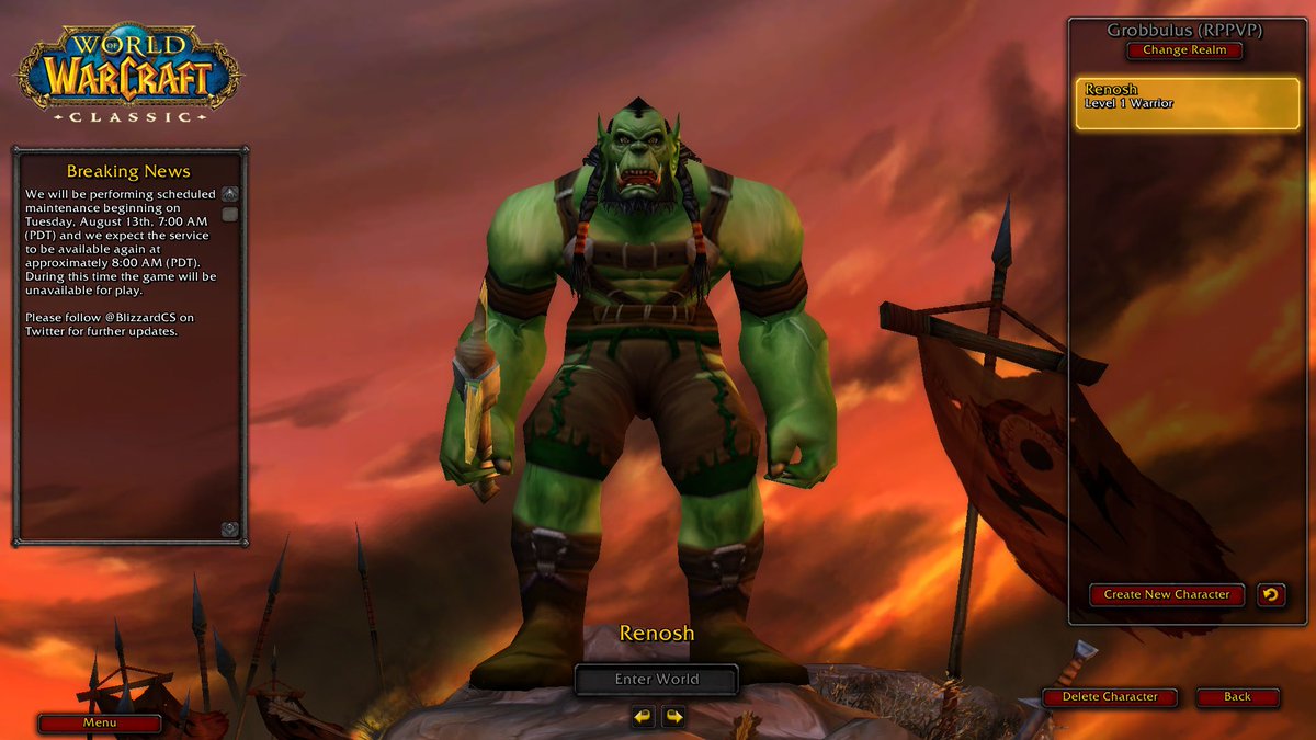 Renosh_ISR's tweet photo. It may be cliche, but the nostalgia is real. The warrior I play today is the warrior I created back in classic as a young buck. Tonight, I was able to experience that again when I created my orc. Big shout out to @mystfortune for grabbing my name and many others! #ISRisFam https://t.co/5O9nEkiIsU