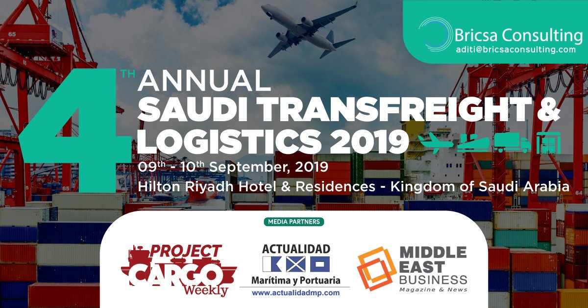 4thTransFreight's tweet photo. Welcoming @CargoWeekly, @ActualidadMP and @MEBusinessNews as Media Partners for the 4th Annual Saudi Transfreight &amp; Logistics 2019 event hosted by @BricsaConsultin 

For more info: https://t.co/BbjrKbR2S6

#TransFreight #Logistics #SaudiArabia #MediaPartner #Freight #SupplyChain https://t.co/fjmWgqShIc