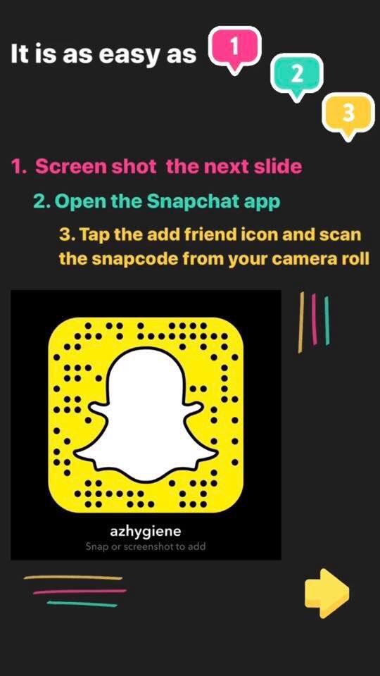 AZhygiene's tweet photo. We are excited to announce our new AzDHA Snapchat!!! Friend us, stay connected, and help us build our community. Directions are posted below. ๐ต๐๐ฆท๐๐ #AzDHA #ADHA #AZDHASNAPCHAT #AzHygiene https://t.co/iw73h2rjcJ
