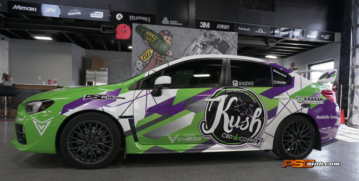 PSDink's tweet photo. With Great sponsors and eye catching design, this rally car has what it takes to run with the best.
#wrap #wrapperlife #paintisdead #arlonwrap #mimaki #vehiclewrap #customrides #green #purple #psdink #arlongraphics #subaru #subaruwrx #kush #cbd #viiiziio #kraken #icedcoffee https://t.co/nhUmxPwLPg
