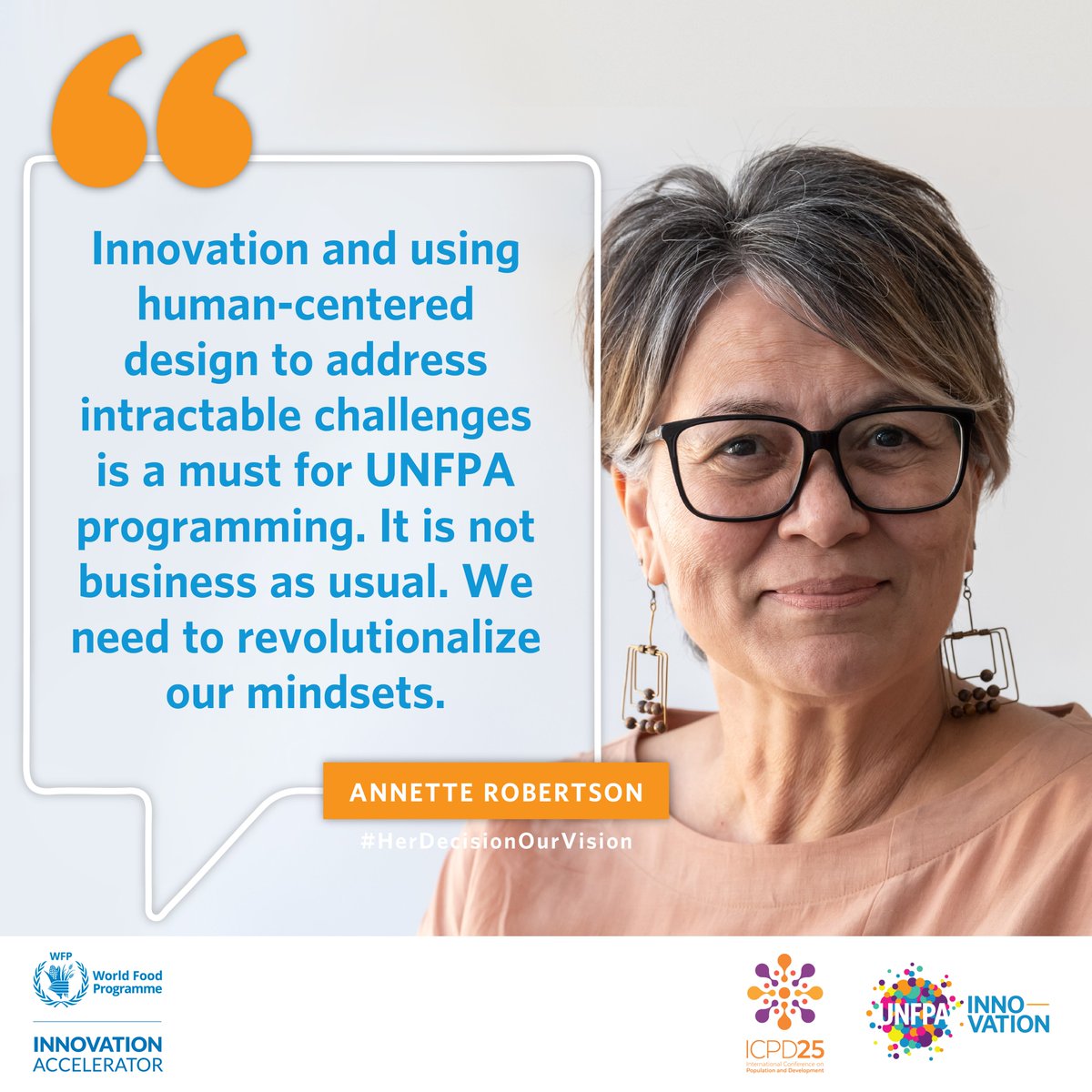 UNFPAInnovation's tweet photo. Our #MondayMotivation from @UNFPAasia Annette Robertson on the power of design thinking to revolutionalize @UNFPA programmes for women, girls and young people!

#ICPD25 here we come!
#HerDecisionOurVision
#UNFPAInnovates https://t.co/0DbLq9bYne