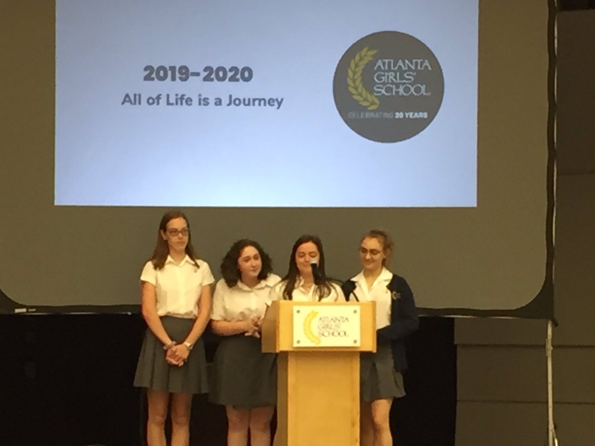 joygprince's tweet photo. A welcome from @kristaparker, our new upper and middle school director to open the school year. Class of 2020 Circle of Sisters will lead us throughout the year in weekly Assembly and student programming. @ahillgill @AGSHurricanes @kristaparker #thisisAGS #20yearsofAGS https://t.co/P4PuRxqVjx