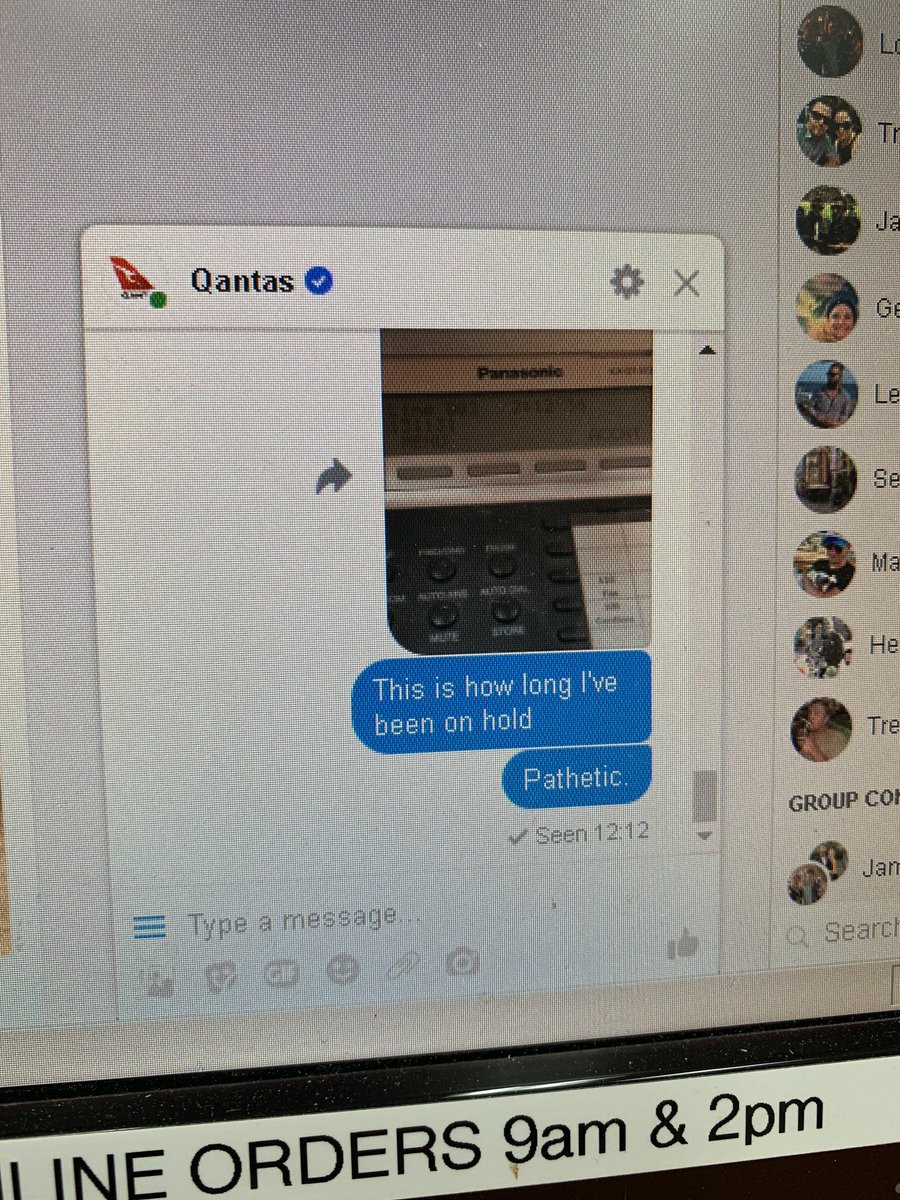 cpowen_'s tweet photo. Don’t worry @Qantas twitter team- your Facebook team is as equally pathetic in its customer service- no response from messages original sent 10:37am #whatservice #whatcustomer https://t.co/x5KtdufNmh