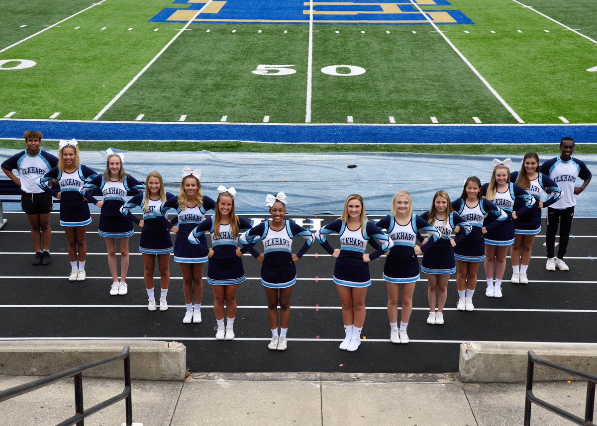 Elkhart_Cheer's tweet photo. Picture day! Next up is a photo shoot with our cheer friends from @MHSChargerCheer ! 💙❤️📣 https://t.co/5lGk4Xv1LE