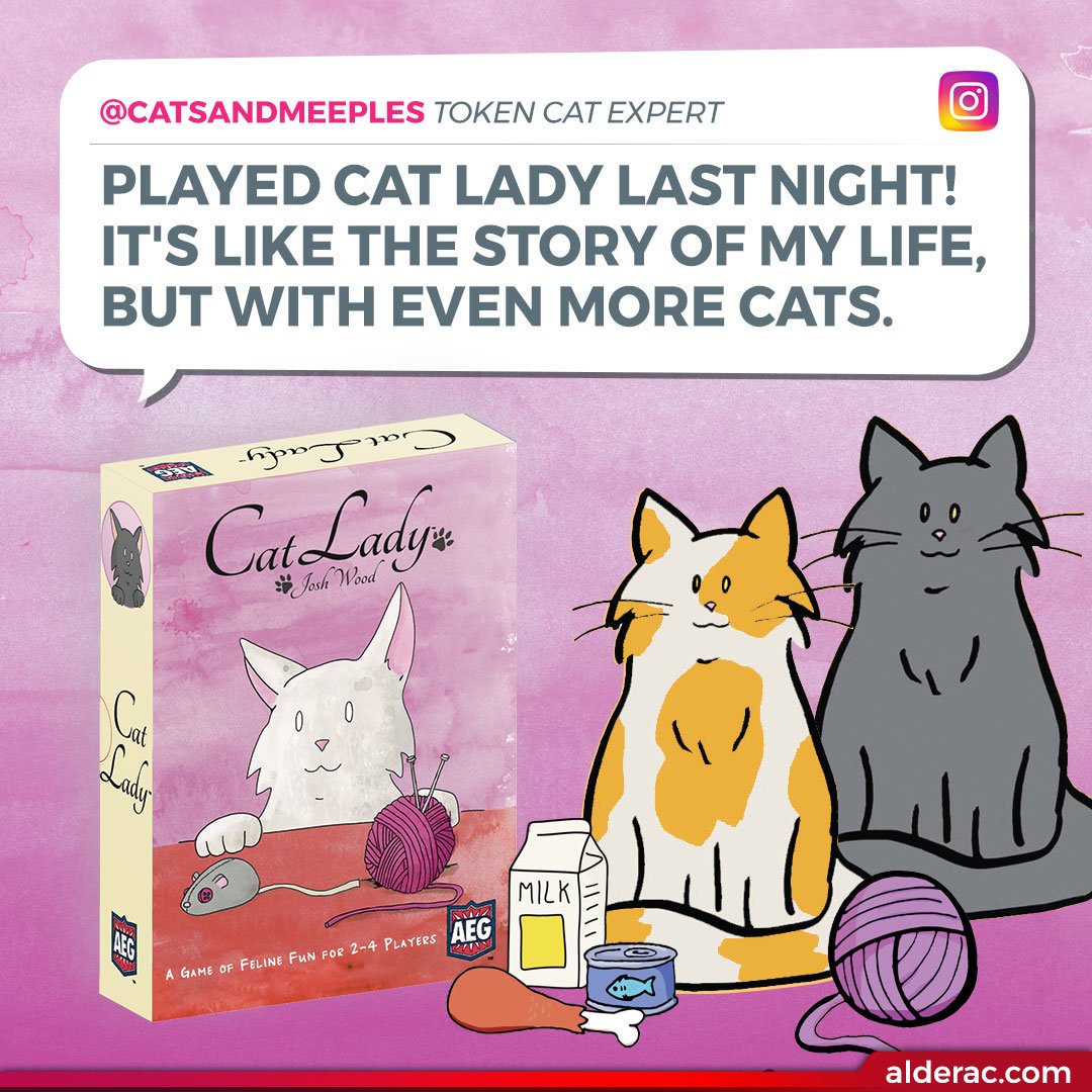 alderac's tweet photo. We all have a #CatLady in our life, and we want to show some of the comments from the #FunExperts themselves. This one comes from Cats and Meeples.

#Boardgames #Alderac #WeMakeFun https://t.co/U0WM1U6Voi