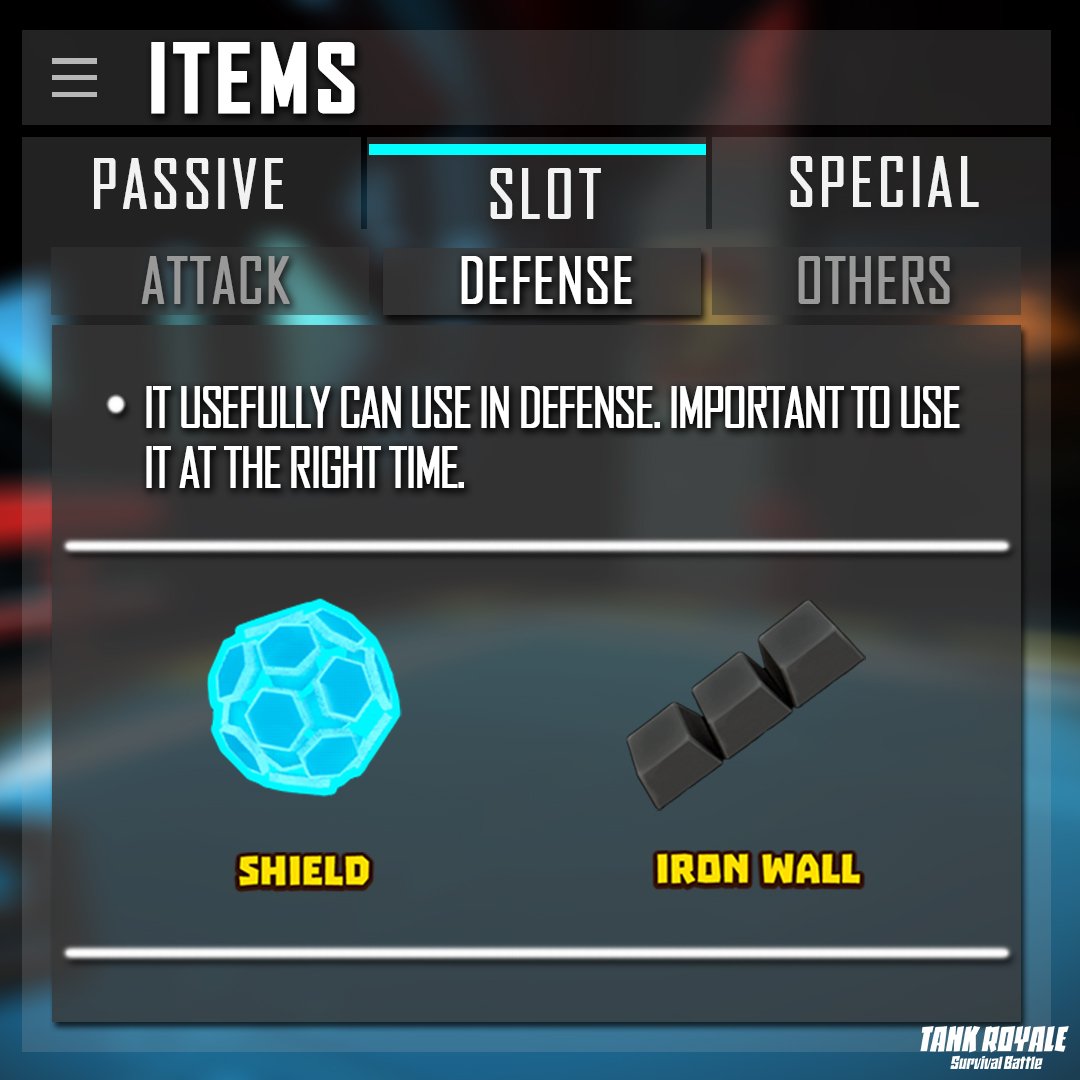 BSS_Game's tweet photo. #TankRoyale 101! Lesson 4:Defense Items!
Some say offense is the best defense, but we recommend farming for armor first😆Get our #game on #Steam !
https://t.co/TDjtpZBM4X #pcgamer #tanks #pcgaming #games #pcgame #battleroyale #dailygame #gameplay #onlinegaming #survival https://t.co/gP62sBZeaw