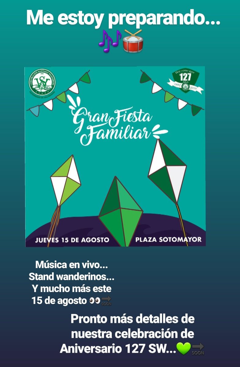 CorporacionSW's tweet photo. Pronto se vienen más detalles... 
Los Wanderinos celebran su #Aniversario127 en Plaza Sotomayor 💚🔜👀

#Decano #SantiagoWanderers #LosPanzer #Valparaíso #VamosCaturros #Wanderers https://t.co/lr44nS3xyG