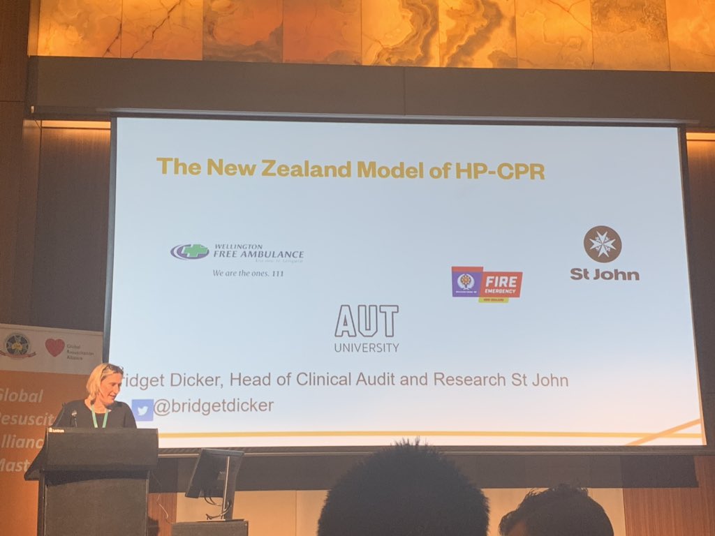 MikeRayVic's tweet photo. #BetterTogether @bridgetdicker sharing the collaboration between Aus/NZ ambulance services to introduce HP-CPR #CollaboratingForSuccess #caa19congress https://t.co/LolbXNZxKN