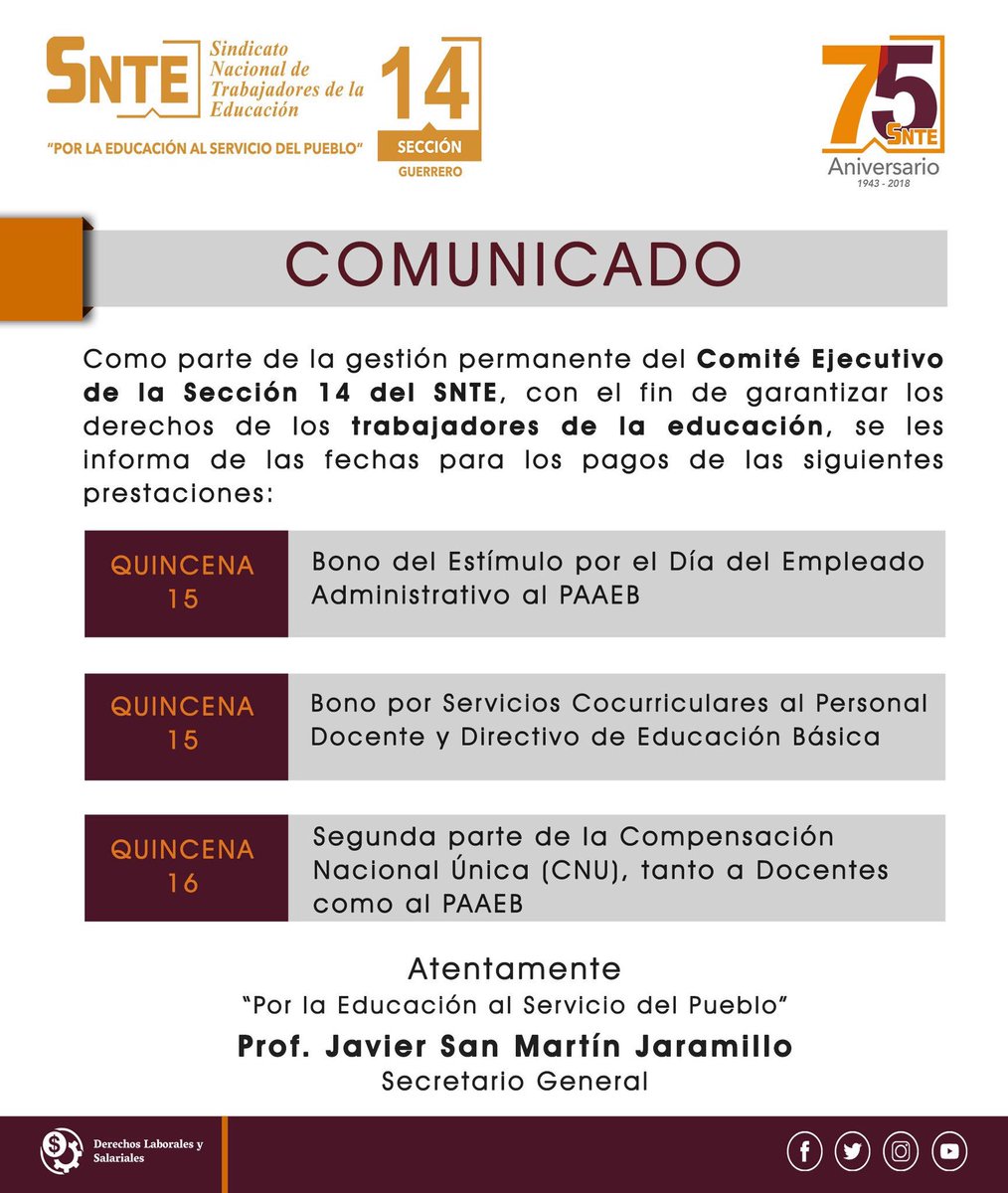 jugar770601's tweet image. Pagos próximos a los trabajadores de la educación en el Estado de Guerrero #SNTEunoAuno