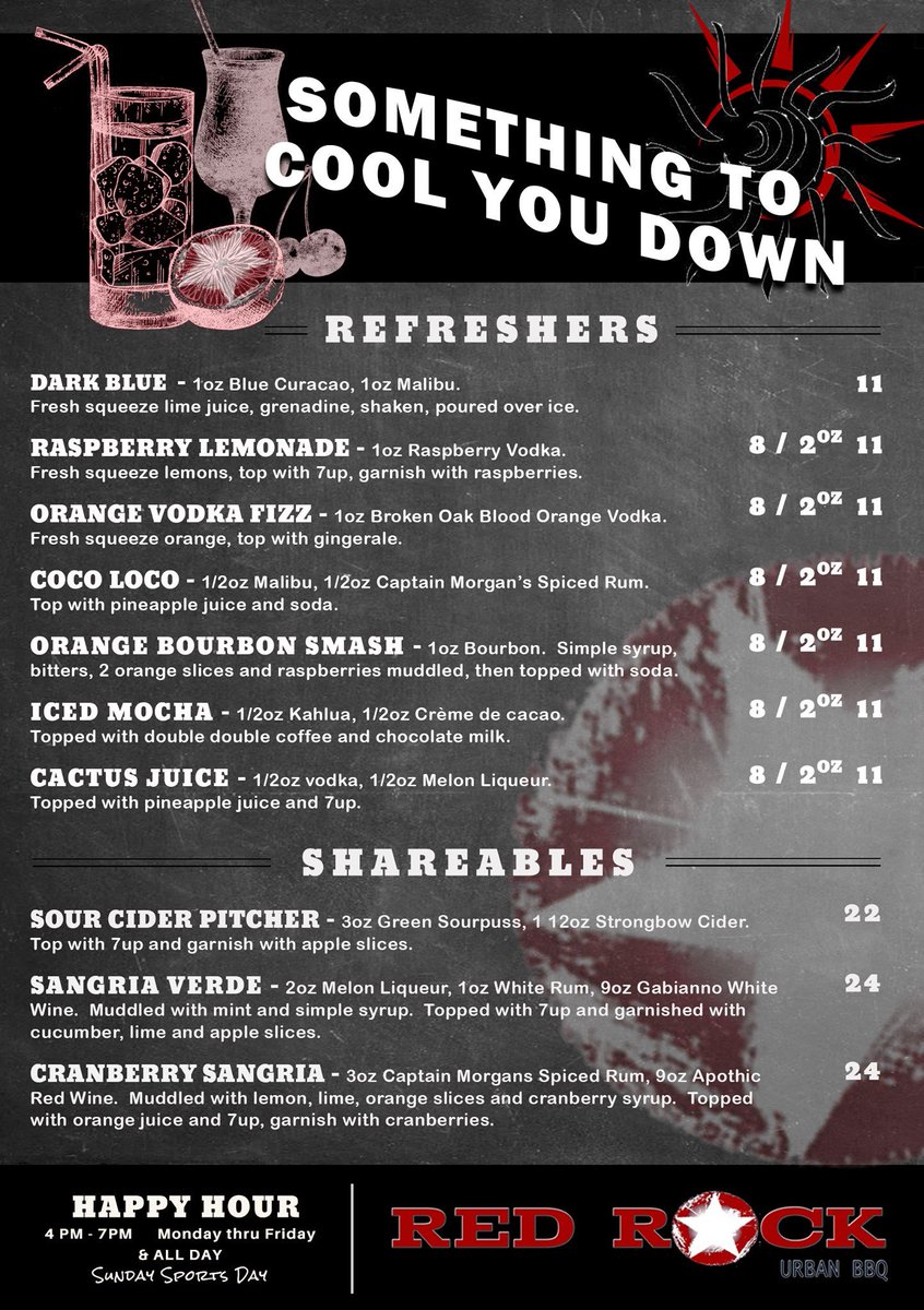 RedRockUrbanBBQ's tweet photo. What isn't happening!!  New summer feature menu is in full swing.  Try the new summer drink menu too! https://t.co/yI1OfSRLR9