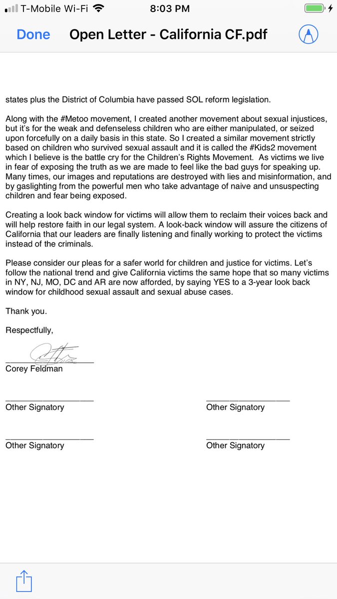 Corey_Feldman's tweet photo. HERE IS A COPY OF THE LETTER BELOW, THANK U IN ADVANCE 4 STANDING WITH ME IN THE NAME OF ALL CHILDHOOD SEXUAL ASSAULT SURVIVORS! GOD BLESS OUR MISSION! https://t.co/FNhZBzwS9T