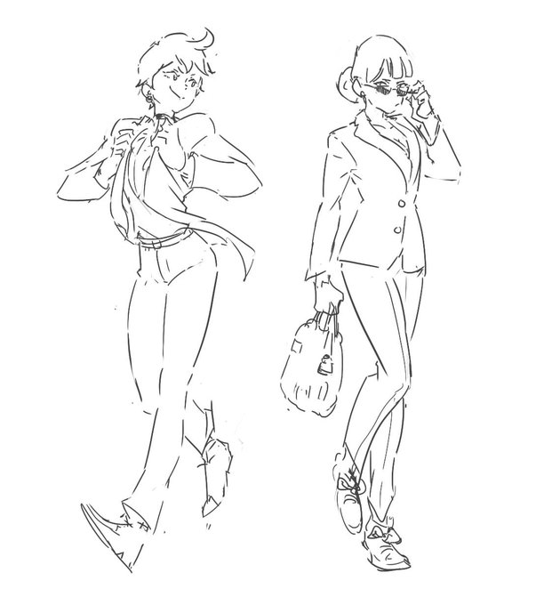 We were talking about pantsuits at work and I wanted to draw some, so here are some doodles 