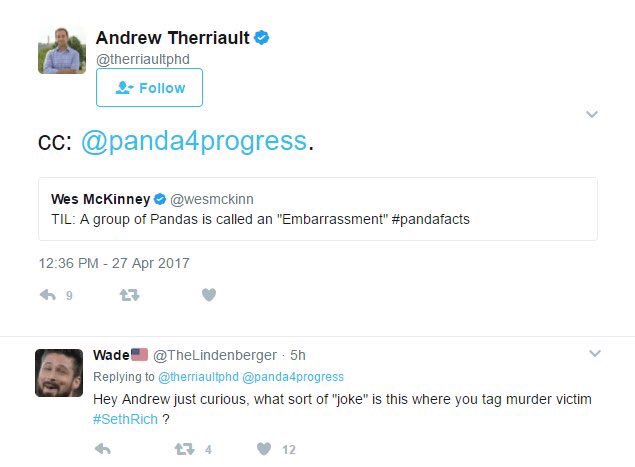In April of 2017 Andrew Therriault would make this dreaded tweet, and he would tag his murdered friends Twitter handle in it... Why? Sending a message? This tweet to many was literally mouth dropping, and stunning.. See for yourself..  #SethRich  #HisNameWasSethRich